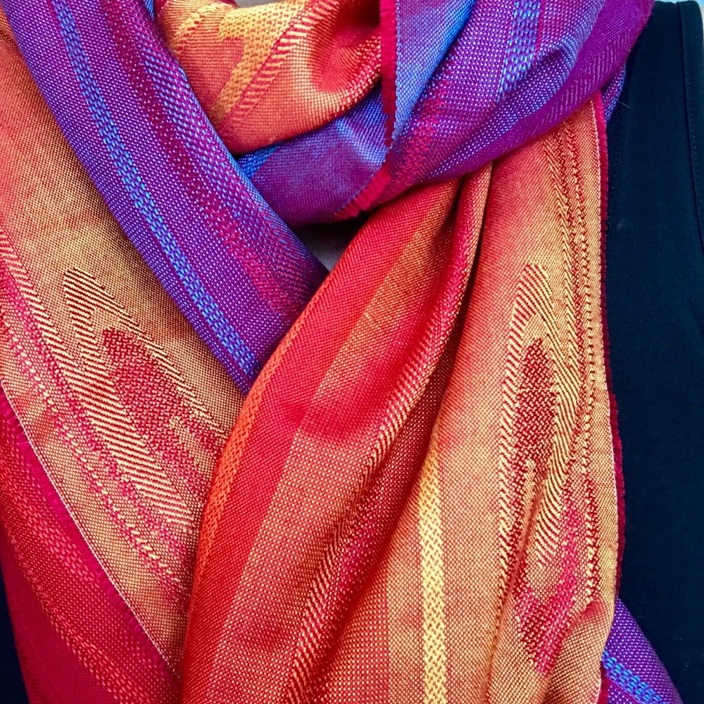 Multicolor microfiber pashmina scarf made: France